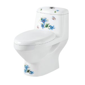 ชักโครกชิ้นเดียว CT-2259 D (ลายดอกฟ้า)