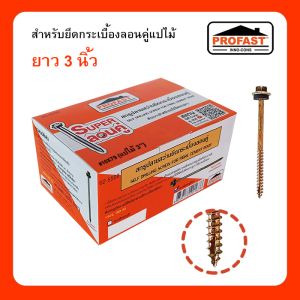 สกรูยึดกระเบื้องหลังคาลอนคู่_แปไม้ 10x79 3"(กล่อง) 02-6100